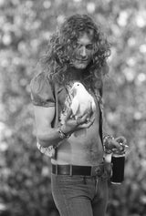 Robert Plant of Led Zeppelin on stage at Kezar stadium San Francisco, CA. 1973